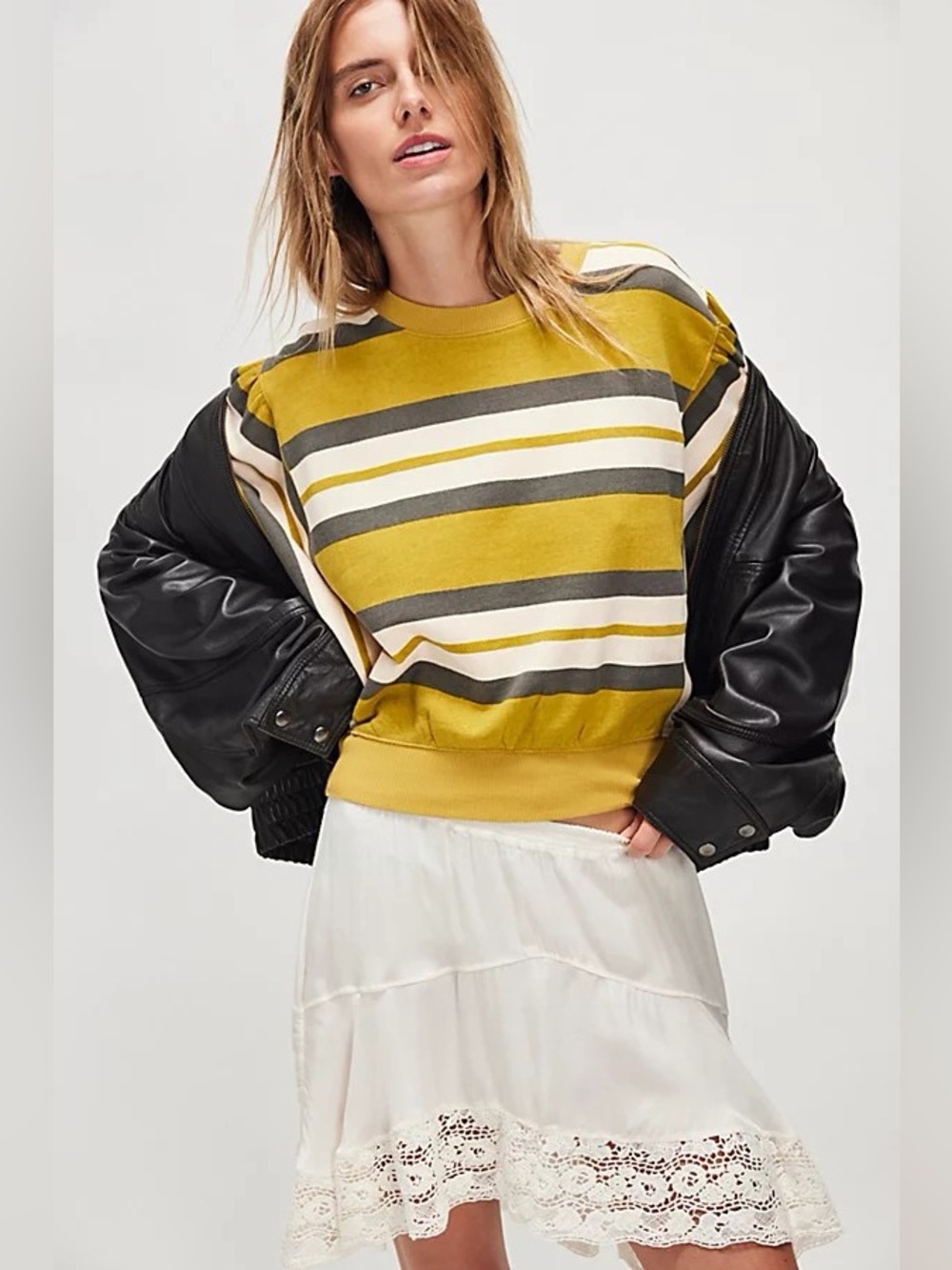 Free People Wild and Free Sweatshirt in Dried Palm Combo,